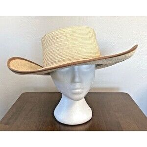 Sunbody Hand Crafted Reata Palm Leaf Hat Natural/Chocolate Western Hat 7 1/8